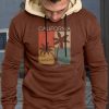 Brown Men's California Letter Graphic Print Pocketed Pullover Hoodie