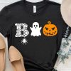 Black BOO Halloween Graphic Print Short Sleeve T Shirt