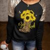 Black Sunflower Leopard Boots Print Sequin Contrast Crewneck Top