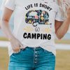 White LIFE IS SHORT GO CAMPING Graphic Print Ripped T Shirt