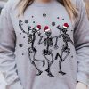 Gray Celebrate Christmas Skeleton Graphic Sweatshirt