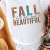 White FALL BEAUTIFUL Leopard Print Short Sleeve T Shirt