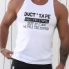 White DUCT TAPE Letter Print Muscle Fit Racerback Tank Top