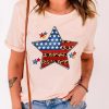 Pink American Flag Leopard Star Print Short Sleeve T Shirt