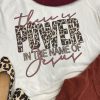 White This Is Power In The Name Of Jesus Leopard Letter Graphic Tee