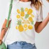 White ALL Are WELCOME Pineapple Print Graphic T Shirt