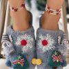 Gray Multi Christmas Decor Warm Furry Slippers