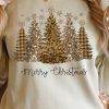 Khaki Merry Christmas Leopard Tree Print Graphic Sweatshirt