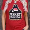 Red MERRY CHRISTMAS Leopard Frame Graphic Tee