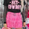 Black HEY COWBOY Letters Crew Neck T-shirt