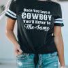 Black Fall In Love With A Cowboy Striped Short Sleeve Tee