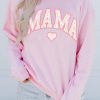 Pink Mama Letter Print Daisy Shading Sweatshirt