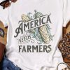 White AMERICA NEEDS FARMERS Corn Graphic Print Crewneck Top