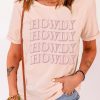 Pink HOWDY Letter Graphic Short Sleeve T Shirt