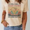 Khaki Desert Highway Letter Car Graphic Print Short Sleeve T Shirt