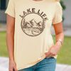 Apricot LAKE LIFE Mount Graphic Print Crew Neck T Shirt