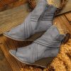 Gray Peep Toe Zipper Wedge Sandals