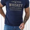 Blue WHISKEY Letter Print Muscle Fit Men's T Shirt