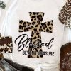 White Blessed Leopard Cross Graphic Print Graphic T Shirt