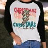 Black Crew Neck Raglan Sleeve CHRISTMAS Vibes Graphic Top