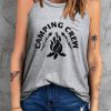 Gray Camping Crew Fire Graphic Print Graphic Tank Top