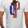 White American Flag Cactus Hat Print Men's Graphic Tee