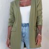 Green Open Front Flap Detail Blazer