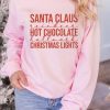 Pink Christmas Letters Glitter Pattern Print Pullover Sweatshirt