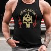 Black NO QUARTER Skull Graphic Print Men's Tank Top