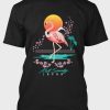 Black Flamingo Cherry Blossoms Letter Print Men's Graphic T Shirt