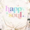 White Happy Soul Letter Printed Crewneck Short Sleeve Tee