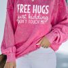 Rose Free Hugs Joking Print Mineral Wash Sweatshirt