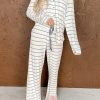 Striped Print Long Sleeve And Pants Pajamas Set