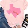 Pink Texas Map Graphic Print Crew Neck T Shirt