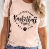 Pink Basketball Mom Letter Graphic Print Short Sleeve T Shirt