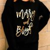 Black  Merry & Bright Letter Print Pullover Sweatshirt