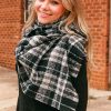 Black Winter Thick Large Plaid Scarf