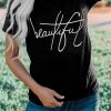 Black Beautiful Letter Printed Short Sleeve T Shirt