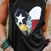 Gray Flower Star Heart-shape Print Graphic Tank Top