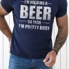 Blue BEER Letter Printed Muscle Fit Men's Graphic T Shirt