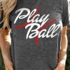 Gray Play Ball Graphic Print Short Sleeve T Shirt