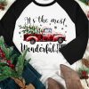 Black Christmas Truck Letter Graphic Print Color Block Top