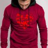 Red Men's Camel Print Pocketed Pullover Hoodie