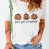 White Let's Get Smashed Pumpkin Print Short Sleeve T Shirt