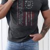 Gray American Flag Men's T Shirt