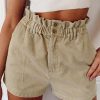 Apricot Corduroy Paperbag Waist High Waist Shorts