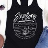 Black Explore Letter Graphic Print Racerback Tank Top