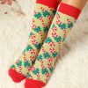 Green Christmas Bowknot And Lollipop Pattern Knit Socks