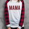 White Buffalo Plaid Raglan Sleeve Patchwork Top