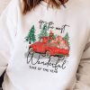 White Christmas Truck Letter Graphic Print Pullover Sweatshirt